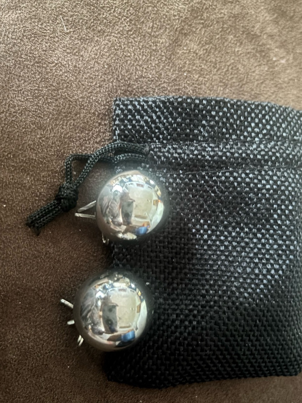 Vintage 1940’s Judith McCann Wing Back Silver Button Earrings